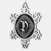 Elegant Gothic Initiaal P Snowflake Ornament (Rechts)