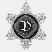Elegant Gothic Initiaal P Snowflake Ornament (Voorkant)