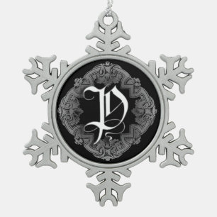 Elegant Gothic Initiaal P Snowflake Ornament