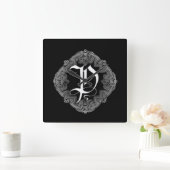 Elegant Gothic Initiaal P Vierkante Klok (Huis)