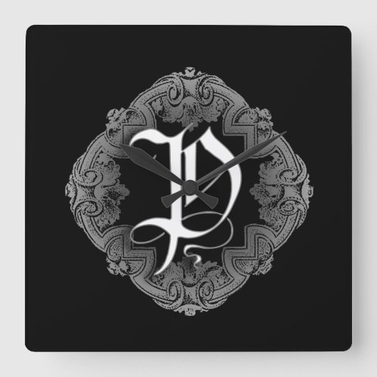 Elegant Gothic Initiaal P Vierkante Klok (Voorkant)