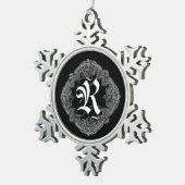 Elegant Gothic Initiaal R Snowflake Ornament (Rechts)