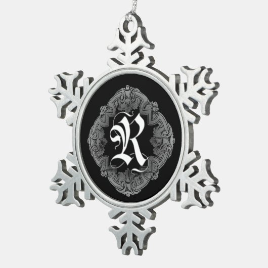 Elegant Gothic Initiaal R Snowflake Ornament (Rechts)