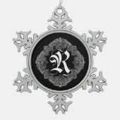 Elegant Gothic Initiaal R Snowflake Ornament (Voorkant)