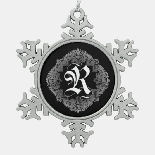 Elegant Gothic Initiaal R Snowflake Ornament (Voorkant)
