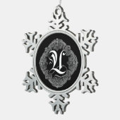 Elegant Gothic Initiaal U Snowflake Ornament (Rechts)