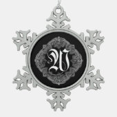 Elegant Gothic Initiaal W Snowflake Ornament (Voorkant)