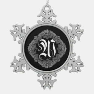Elegant Gothic Initiaal W Snowflake Ornament