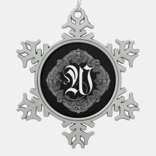 Elegant Gothic Initiaal W Snowflake Ornament (Voorkant)