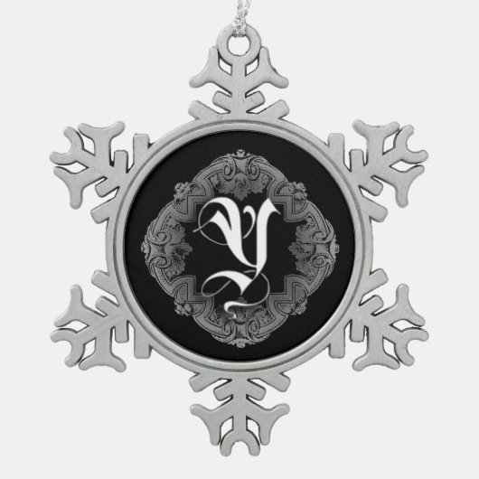 Elegant Gothic Initiaal Y Snowflake Ornament (Voorkant)