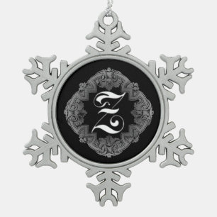 Elegant Gothic Initiaal Z Snowflake Ornament