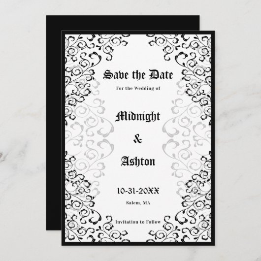 Elegant gothic Lijst Save the Date (Voorkant / Achterkant)