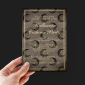 Elegant Gothic Moon Halloween Costume Party Gold Folie Uitnodiging