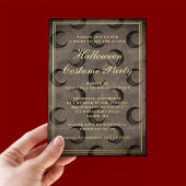 Elegant Gothic Moon Halloween Costume Party Gold Folie Uitnodiging