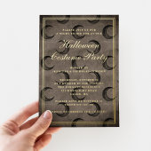 Elegant Gothic Moon Halloween Costume Party Gold Folie Uitnodiging