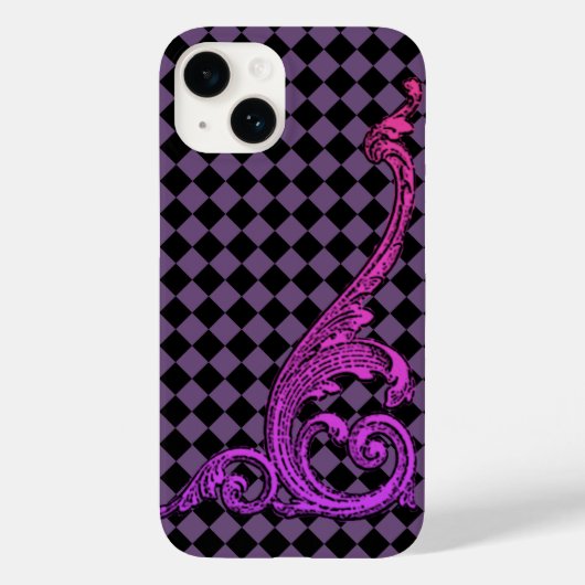Elegant Gothic Paars ontwerp iPhone 6 Hoesje (Achterkant)