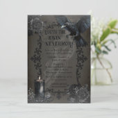Elegant Gothic Raven Nevermore Halloween-feest Kaart (Staand voorkant)