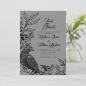 Elegant Gothic Raven Wedding Invitation Kaart (Staand voorkant)