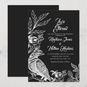Elegant Gothic Raven Wedding Invitation Kaart