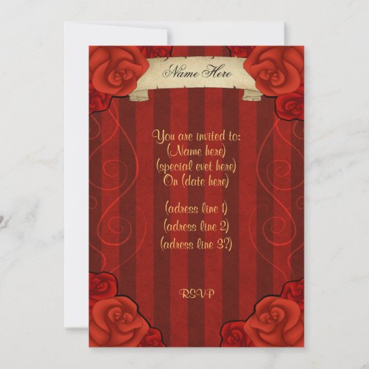 Elegant gothic red rozen kaart (Voorkant)