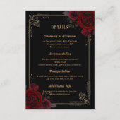 Elegant Gothic Romance Roses Wedding Informatiekaartje (Voorkant)