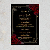 Elegant Gothic Romance Roses Wedding Informatiekaartje