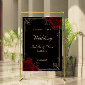 Elegant Gothic Romance Roses Wedding Welcome Sign Poster