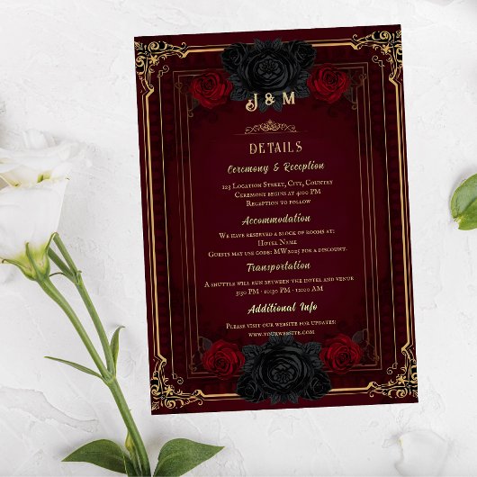 Elegant Gothic Romance Wedding Enclosure Card Informatiekaartje