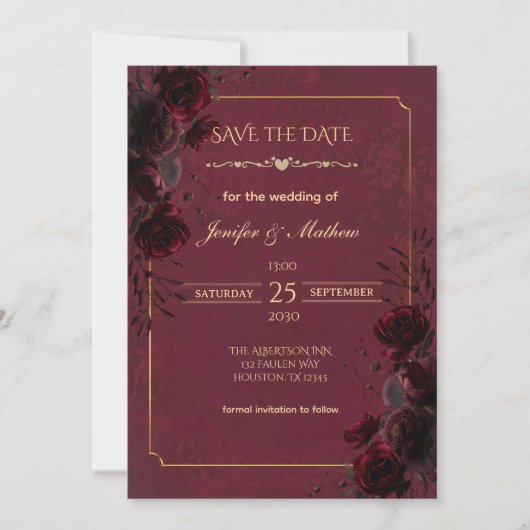 Elegant Gothic Romance Wedding Save the Date (Voorkant)