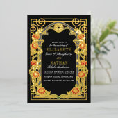 Elegant Gothic Roses Cathedral Frame Wedding  Folie Uitnodiging (Staand Voorkant)