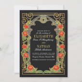 Elegant Gothic Roses Cathedral Frame Wedding  Kaart (Voorkant)