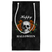 Elegant Gothic Rozen & Skull Happy Halloween Klein Cadeauzakje (Voorkant)