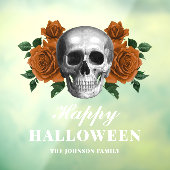 Elegant Gothic Rozen & Skull Happy Halloween Raamsticker (Vel 3)