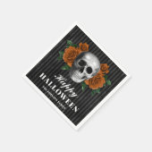 Elegant Gothic Rozen & Skull Happy Halloween Servet (Hoek)