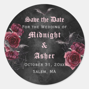 Elegant gothic Rozen slaan de datum op Ronde Sticker