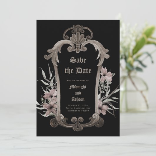 Elegant Gothic Save the Date (Staand voorkant)