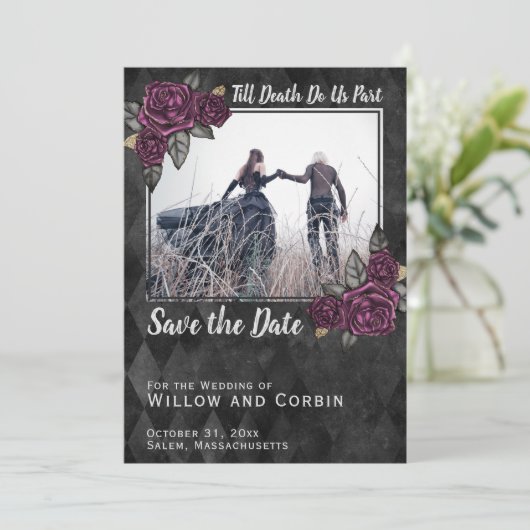 Elegant Gothic Save the Date (Staand voorkant)