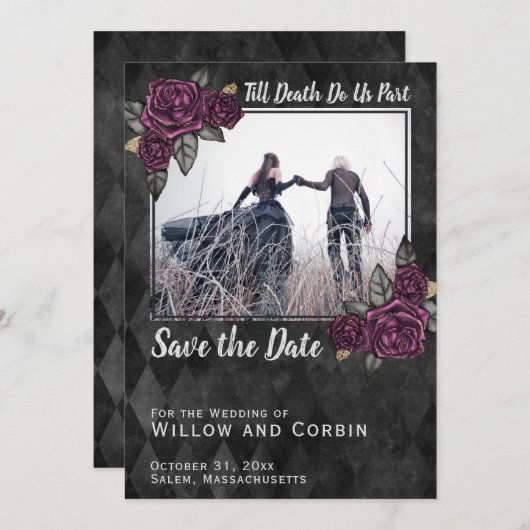 Elegant Gothic Save the Date (Voorkant / Achterkant)