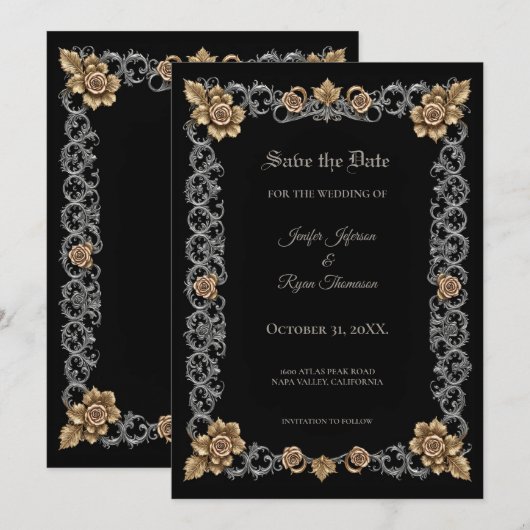 Elegant Gothic Save the date Aankondiging (Voorkant / Achterkant)