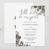 Elegant Gothic Schrift Rozen Bloem Bruiloft Kaart (Voorkant / Achterkant)