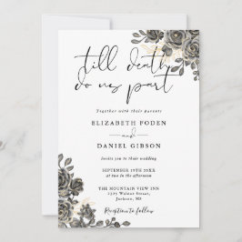 Elegant Gothic Schrift Rozen Bloem Bruiloft Kaart