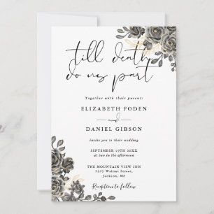 Elegant Gothic Schrift Rozen Bloem Bruiloft Kaart