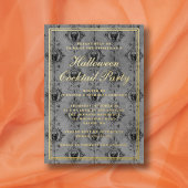 Elegant Gothic Skull Halloween Cocktail Party Gold Folie Uitnodiging