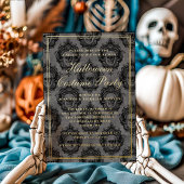 Elegant Gothic Skull Halloween Costume Party Folie Uitnodiging