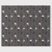 Elegant Gothic Skull & Rose Stripes Cadeaupapier (Vlak)