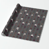 Elegant Gothic Skull & Rose Stripes Cadeaupapier (Uitgerold)