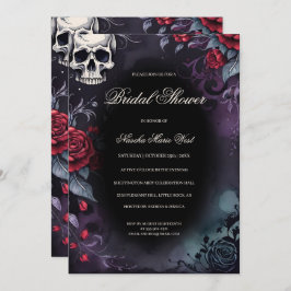 Elegant Gothic Skull & Roses Bridal Shower Kaart