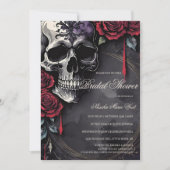 Elegant Gothic Skull & Roses Bridal Shower Kaart (Voorkant)