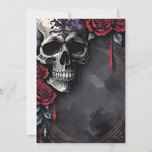 Elegant Gothic Skull & Roses Bridal Shower Kaart (Achterkant)
