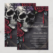 Elegant Gothic Skull & Roses Bridal Shower Kaart (Voorkant / Achterkant)